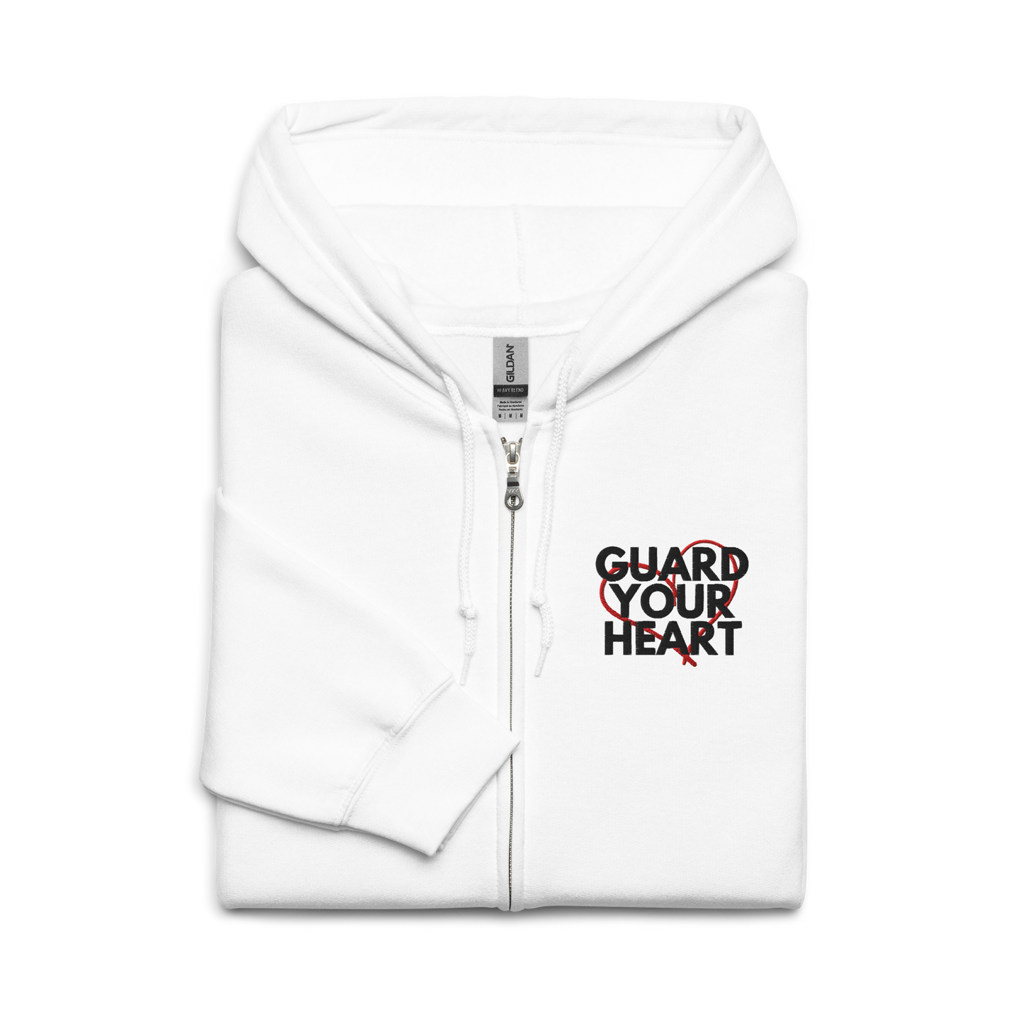 Guard Your Heart Embroidered Zip Hoodie