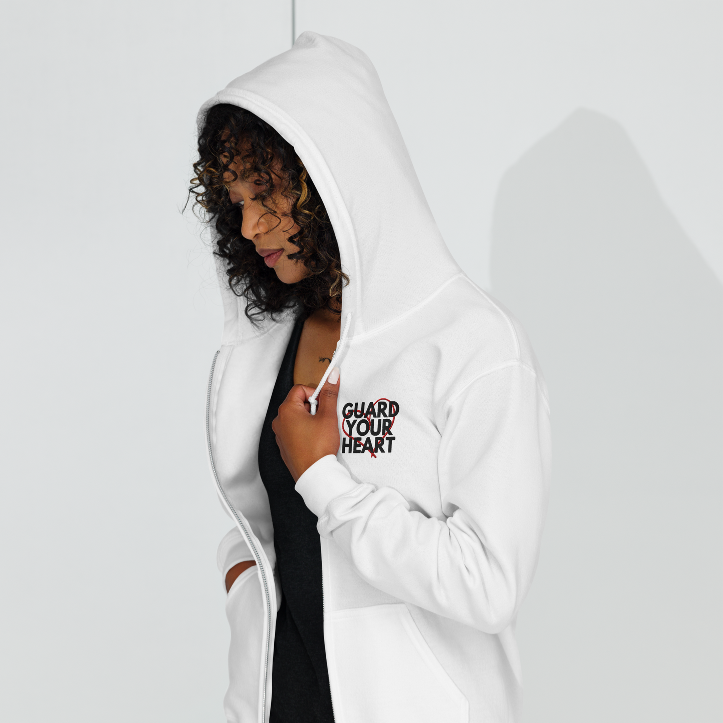 Guard Your Heart Embroidered Zip Hoodie